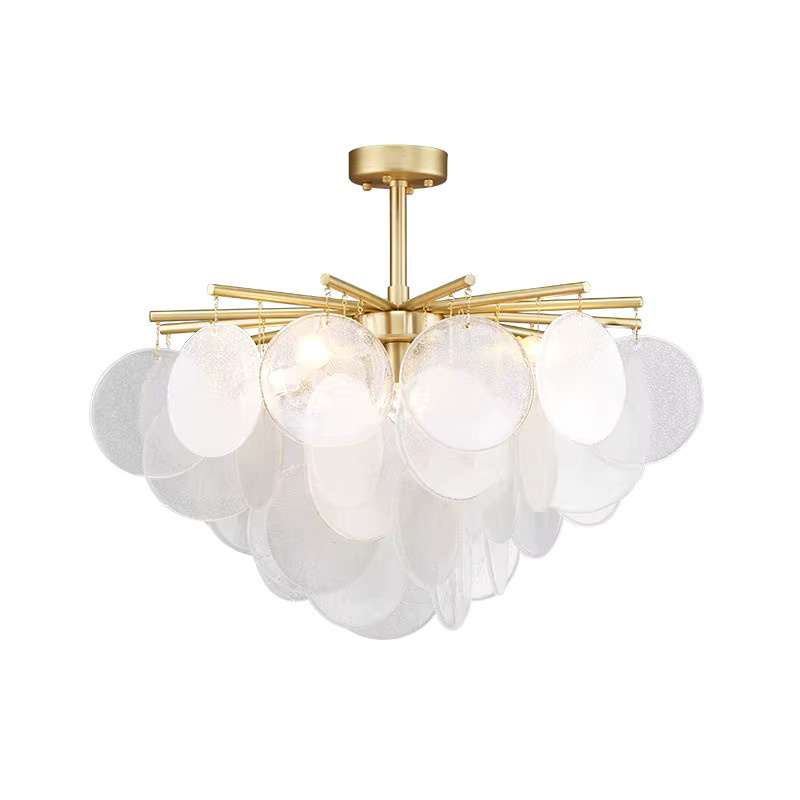 JIANKEXING Kristall-Pendelleuchte in Gold/Messing mit Glas und warmweißem Licht für Schlafzimmer und Restaurants - Bild 2