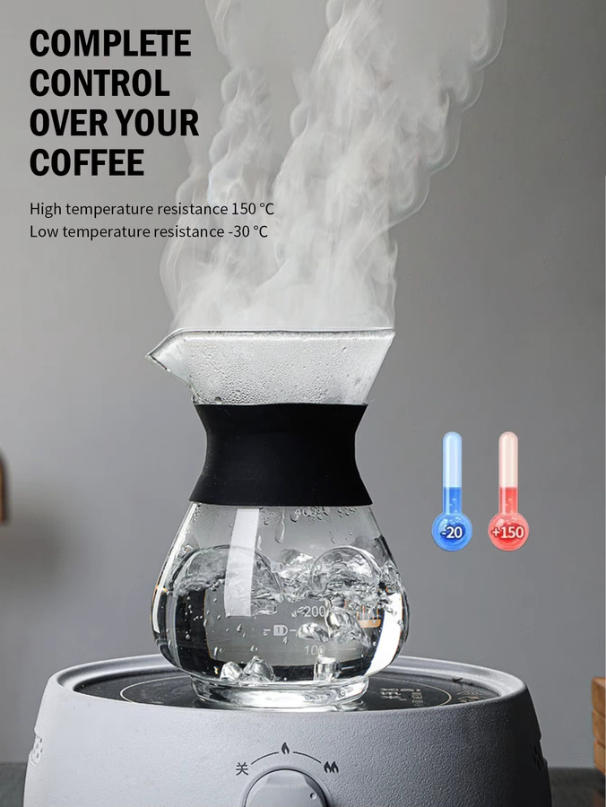 Leeseph Pour-Over Kaffeebereiter mit Edelstahl-Kaffeefilter und Wärmeisolierung, transparent - Bild 6