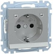 Merten Steckdose System M Aluminium MEG2304-0460 in Silber mit Schutzkontakt und LED-Beleuchtung IP20 - Bild 1