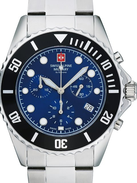 Swiss Alpine Military Chronograph, Quarz, Edelstahl, Blau, 42 mm, Herren - Bild 1