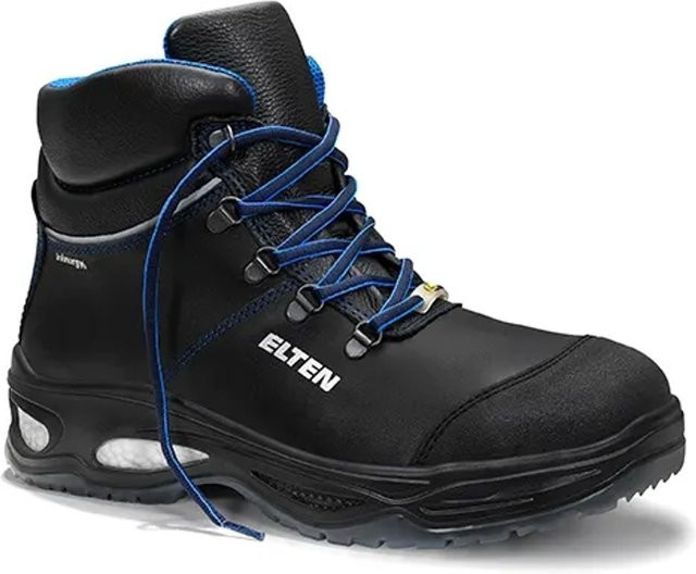 Elten Sicherheitsschnürstiefel Milton Mid ESD S3 aus Rindleder in Schwarz und Blau, Größe 42 - Bild 1