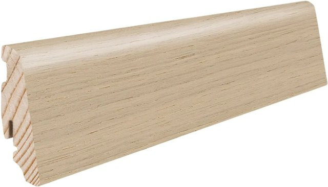 Haro Sockelleiste aus Massivholz in Eiche Lichtweiß geölt, Höhe: 58 mm, Tiefe: 19 mm, Länge: 2200 mm - Bild 1