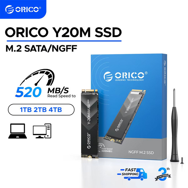 ORICO Y20M Interne M.2 SATA SSD NGFF 2280 für Desktop und Laptop, Schwarz - Bild 1