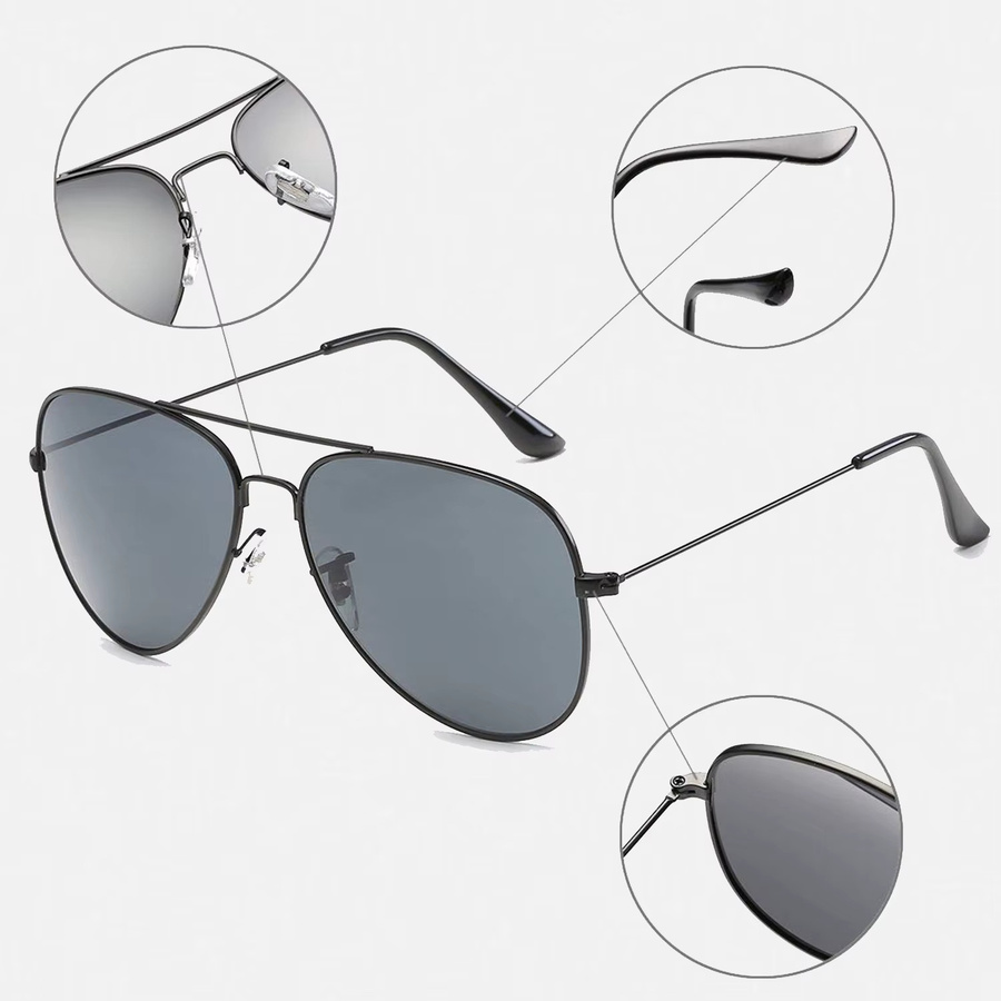 Aviator Sonnenbrille, Unisex, Vollrand, Metall, Schwarz - Bild 2