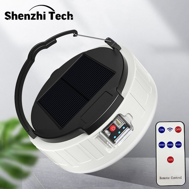 Shenzhi Tech Solar-Campinglaterne mit USB-Aufladung als tragbare Notbeleuchtung in Schwarz - Bild 1