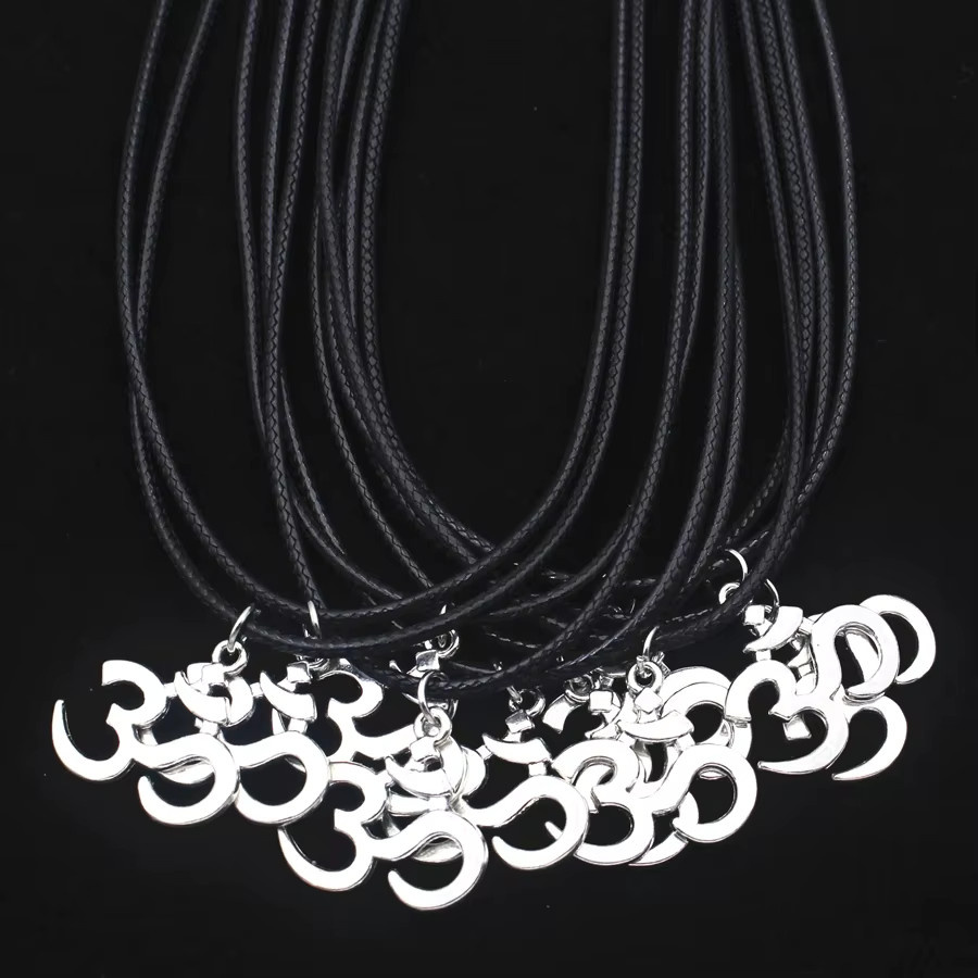 weyena Anhänger Halskette, Om Symbol, Schwarz, Unisex, Vintage - Bild 3