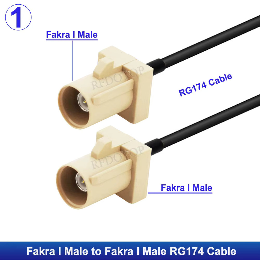 RFDOTOP Fakra I auf Fakra I Stecker RG174 Pigtail Jumper RF Koaxial Verlängerungskabel in Beige - Bild 2