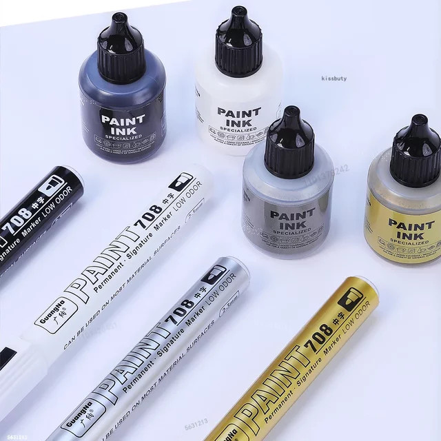 Permanente Metallische Farbmarkierungsstifte mit Tintenset in Gold, Silber und Weiß, 2 mm Strichstärke, Kunstmarker für Manga, Scrapbooking und Bastelarbeiten - Bild 1