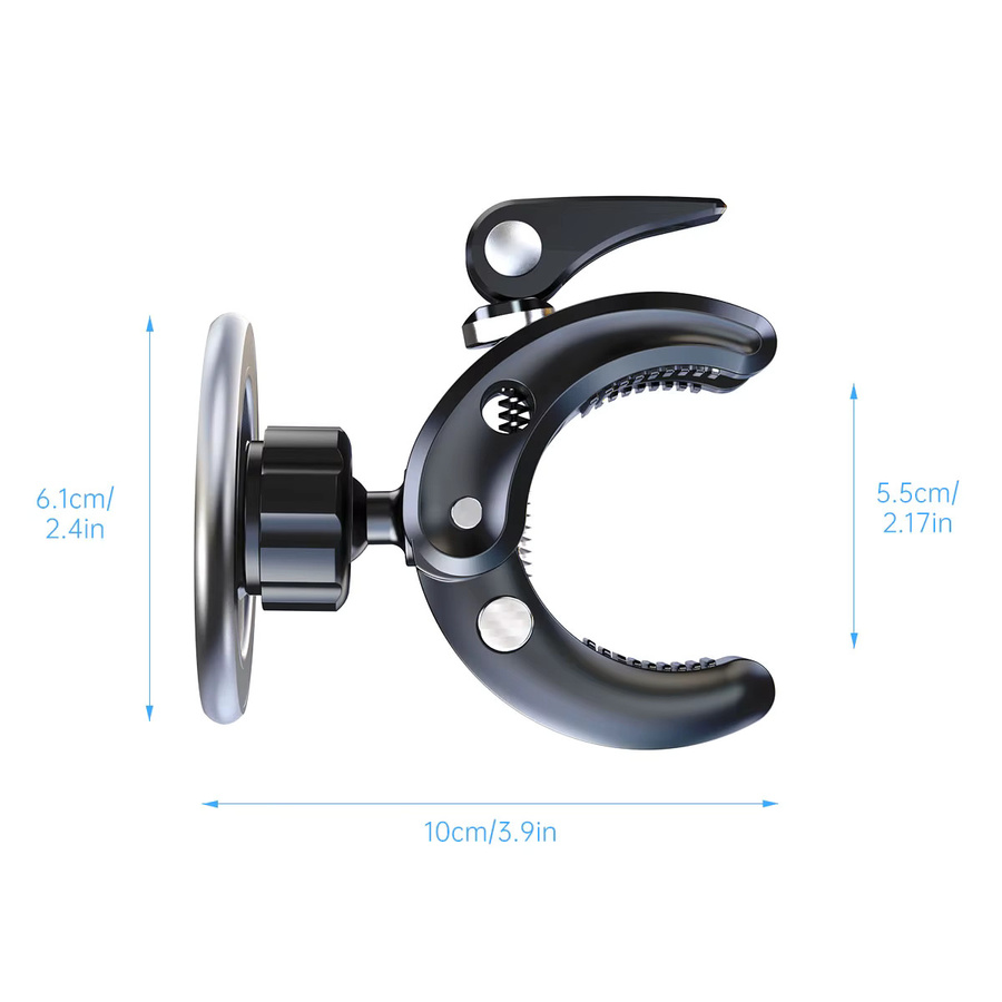 Magnetische Handyhalterung mit Krokodilklemme in Schwarz, 360 Grad drehbar und verstellbar, kompatibel mit iPhone 12-17 und Android - Bild 2
