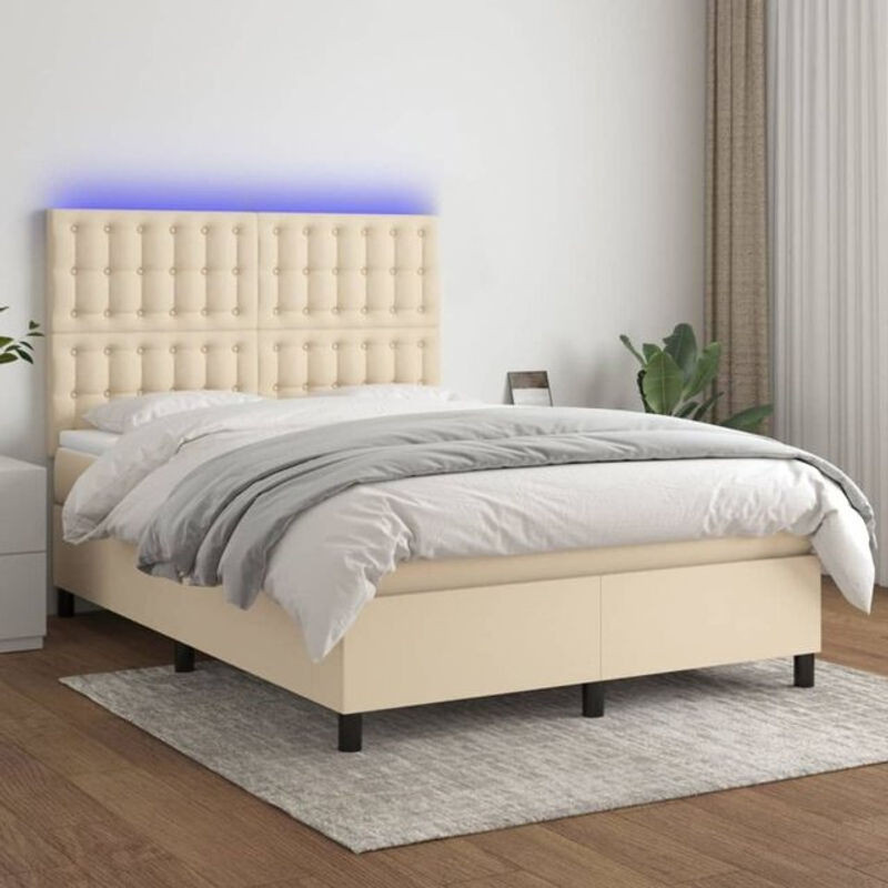 Vidaxl Boxspringbett mit Matratze in Beige aus Stoff, B/B: 140 x 190 cm - Bild 1