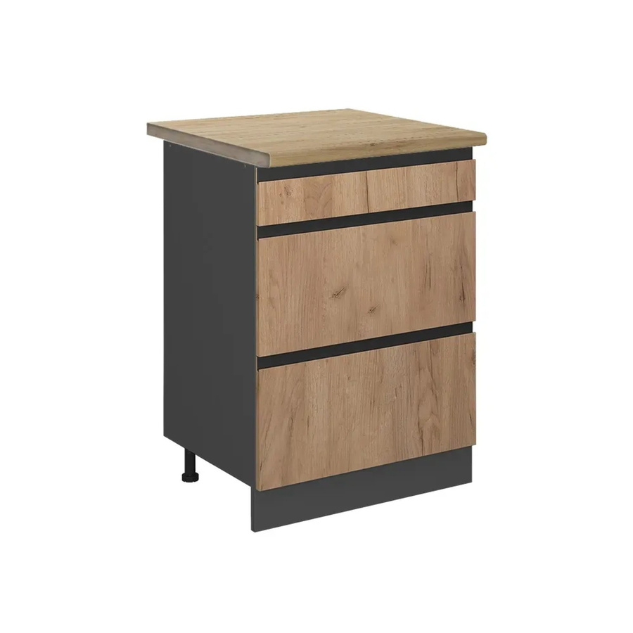 Vicco Küchenunterschrank R-Line Goldkraft in Eiche und Anthrazit mit Schubladen, B: 60 cm, H: 81,6 cm, T: 60 cm - Bild 2