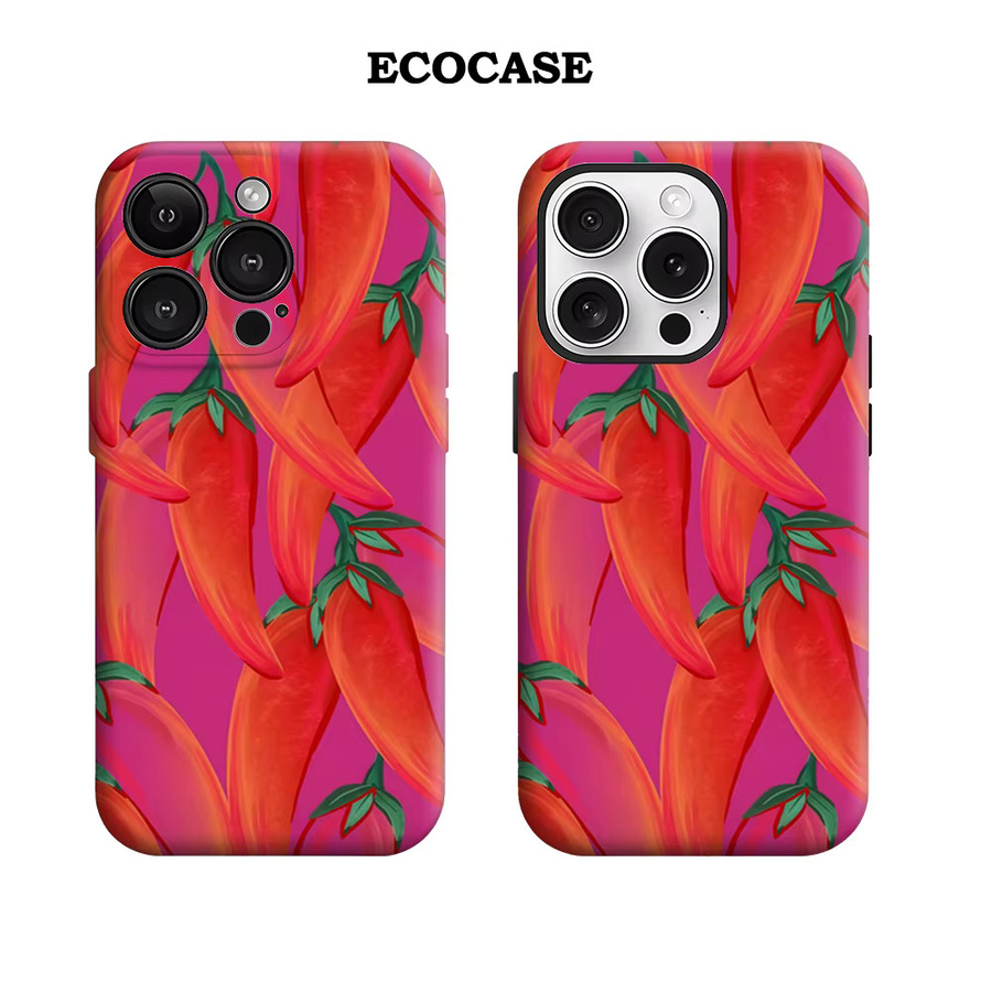 Potdemiel Handyhülle mit Chili-Pfeffer Design in Fuchsia-Rot für iPhone 17 16 15 14 13 Pro Max Plus mit Magnetfunktion und Doppel-Schutzschicht - Bild 2