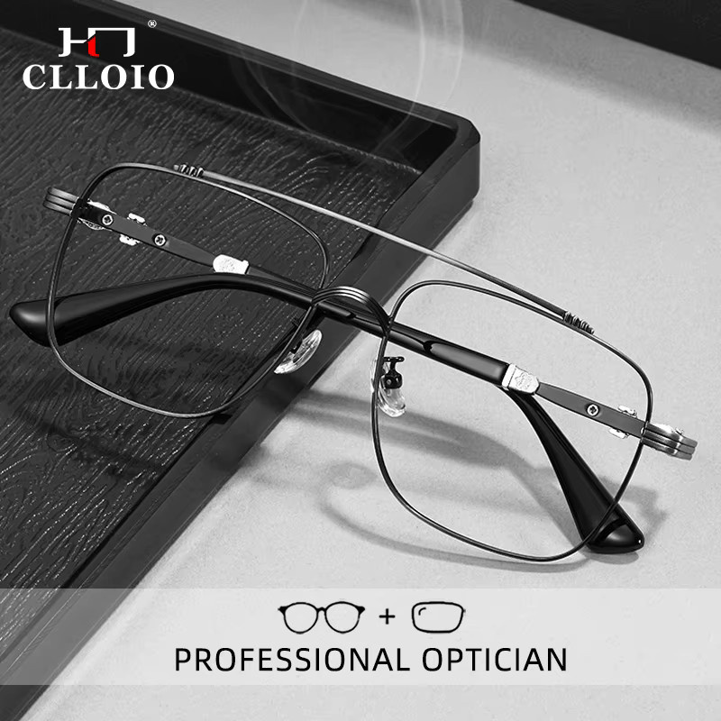 CLLOIO Lesebrille, Vollrand, Square, Metall, Schwarz, Anti Blue Ray - Bild 2