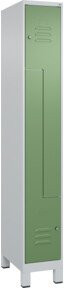 C+P Z-Spind Classic PLUS mit 2 Fächern, Füße, Zylinderschlösser und Garderobenstange, grau/grün, H x B x T: 195 x 30 x 50 cm - Bild 1