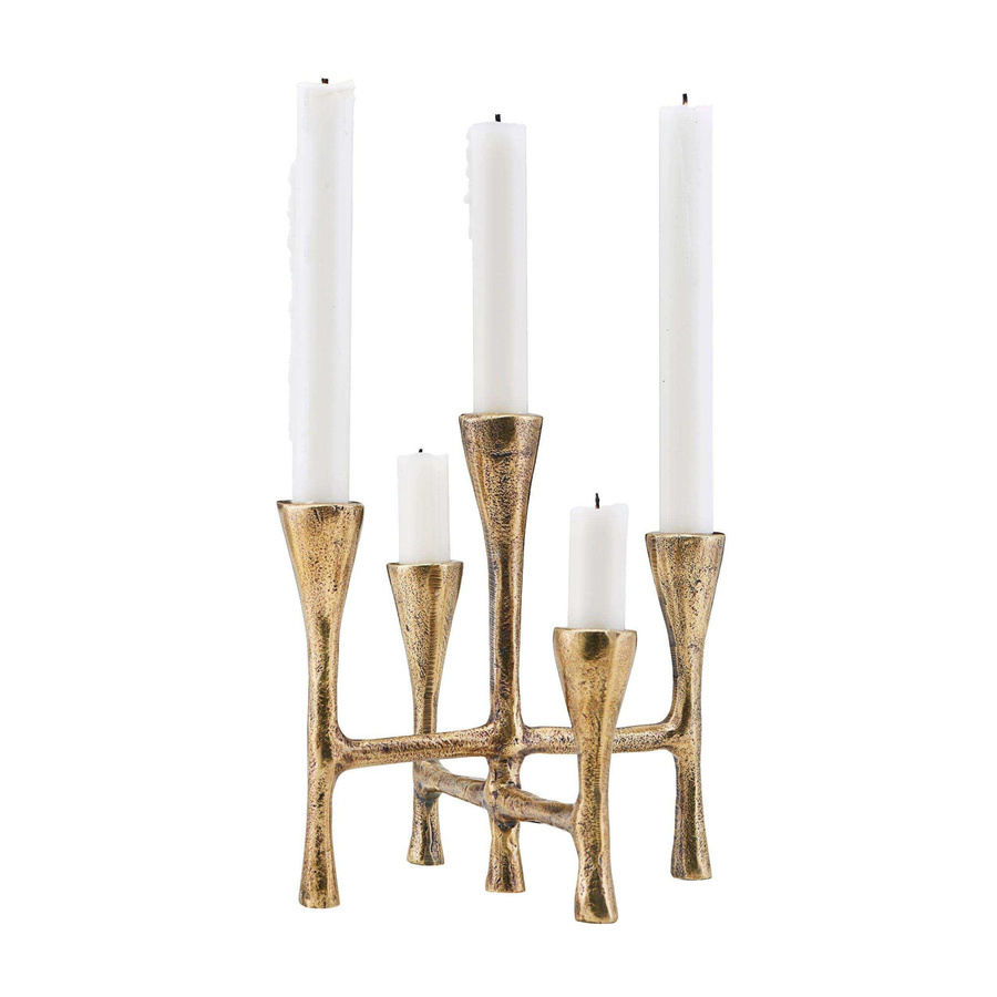 House Doctor Kerzenständer Tristy in Gold aus Aluminium, Höhe: 20 cm, Breite: 19 cm, Tiefe: 19 cm - Bild 1