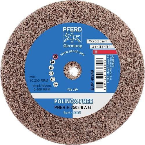 PFERD TOOLS POLINOX verpresstes Vlies-Rad PNER für Finish, Durchmesser: 75 mm, Dicke: 3 mm, Bohrung-Ø: 6 mm, Körnung: Grob, 10 Stück - Bild 1