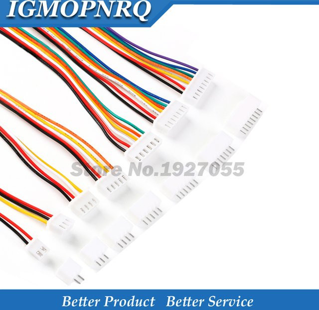 5er Set JST XH2.54 Stecker und Buchsen mit 30cm Kabel, 2,5mm Pitch, 26AWG, mehrfarbig - Bild 1
