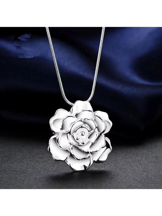 JewelryTop Store Halskette 925 Silber, Schlangenkette mit Blumenanhänger, Damen - Bild 5
