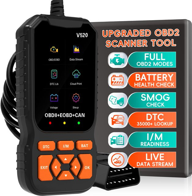 RUOGINSS OBD2-Scanner Engine-Codeleser mit Diagnose- und Reset-Funktion in Schwarz - Bild 1