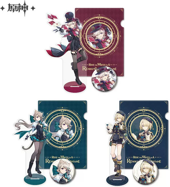 Sunsyea Genshin Impact Lyney Lynette Freminet Abzeichen Acryl Stand Ordner - Bild 1