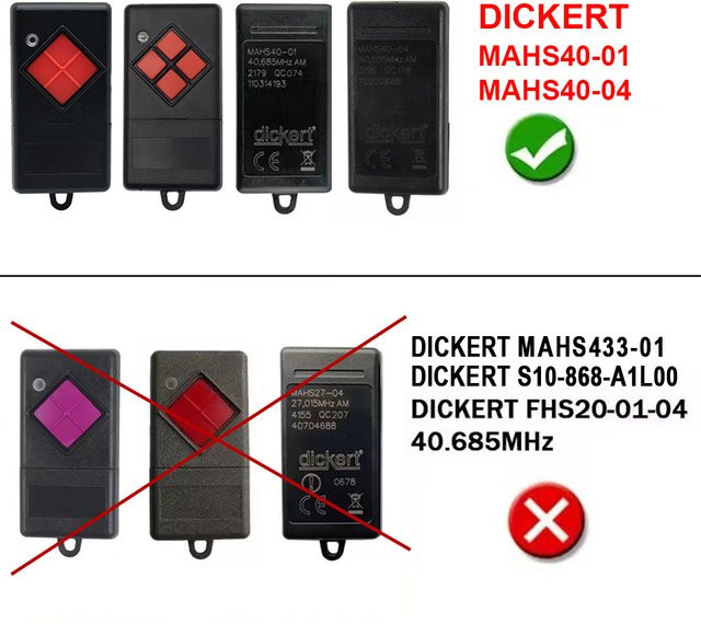 DICKERT Garagentor-Fernbedienung 40,685 MHz Fixed Code für Garagentoröffner MAHS40-01 MAHS40-04 - Bild 1