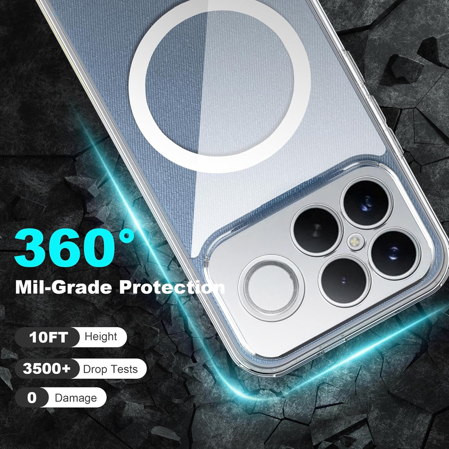 Stoßfeste magnetische Handyhülle für Xiaomi Poco F8 Ultra Pro mit kabelloser Ladefunktion und transparenter Rückseite - Bild 2