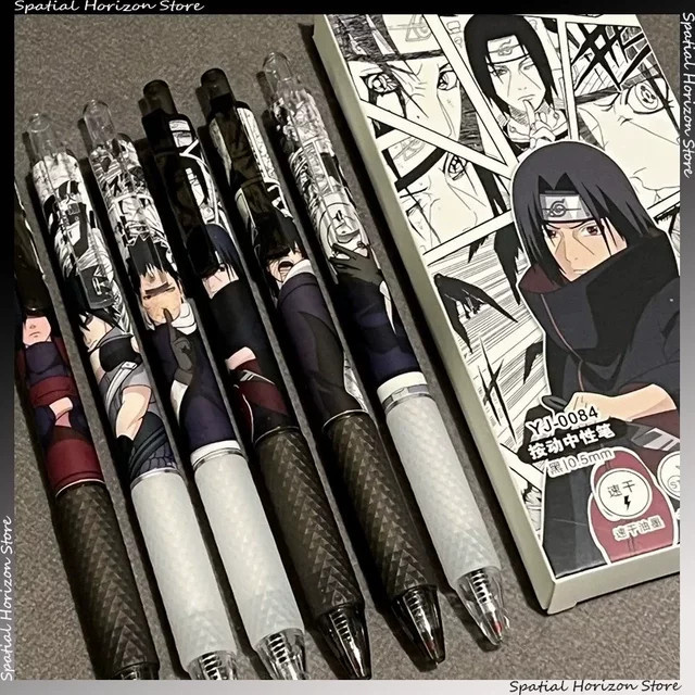 6-teiliges Naruto Gelstift-Set von Bandai mit Sasuke Uchiha Motiv, bunte Schreibstifte für Schule und Büro - Bild 1