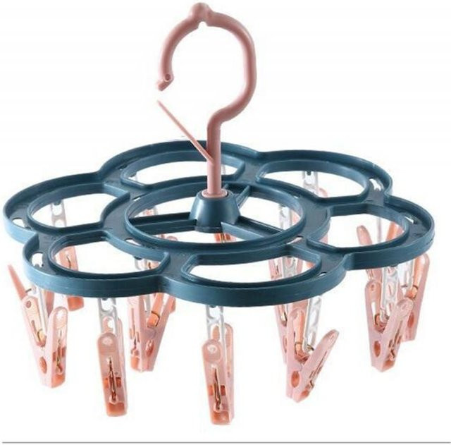 Faltbarer Wäscheständer mit Clips von Yiran Furniture in Grau und Multicolour aus Kunststoff für Kinder und Erwachsene - Bild 1