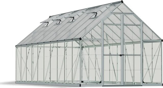 Palram Gewächshaus Balance Silber mit Fundamentrahmen aus Aluminium und Polycarbonat mit Satteldach - Bild 1
