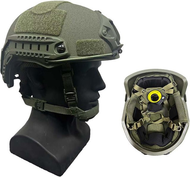 Kevlar Taktischer ACH High Cut Helm in Green mit NIJ IIIA ballistischer Schutz und FAST Wendy's Suspension Pad - Bild 1
