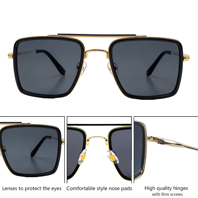 GENTLE LIU Sonnenbrille, Quadratisch, Metall, Vollrand, Herren - Bild 3