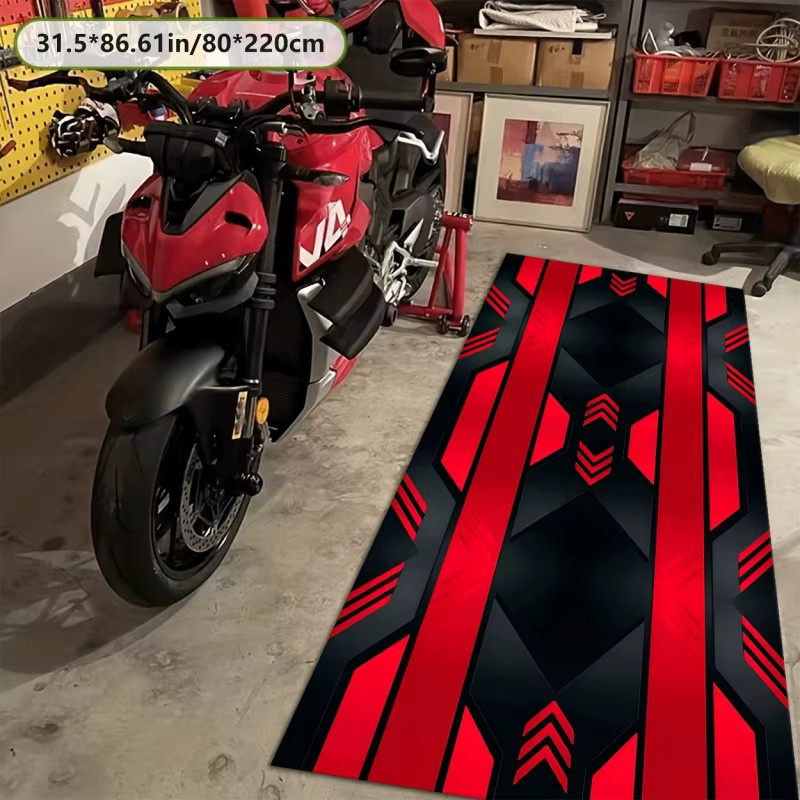 VIKAMA Motorrad-Präsentations-Teppich mit geometrischem Design, rutschfest und langlebig, B/T: 160 x 60 cm - Bild 1