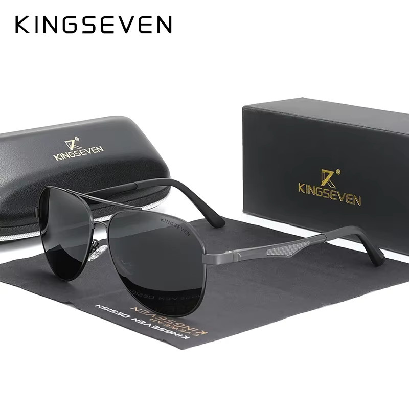KINGSEVEN Sonnenbrille Aviator, Herren, Vollrand, Aluminium, polarisiert - Bild 2