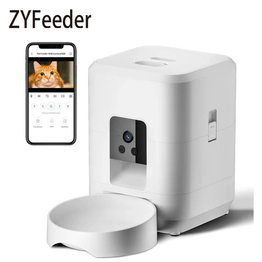 ZYfeeder Automatischer Futterspender mit Kamera und Wi-Fi für Katzen und Hunde, 2L, Schwarz/Grau - Bild 6