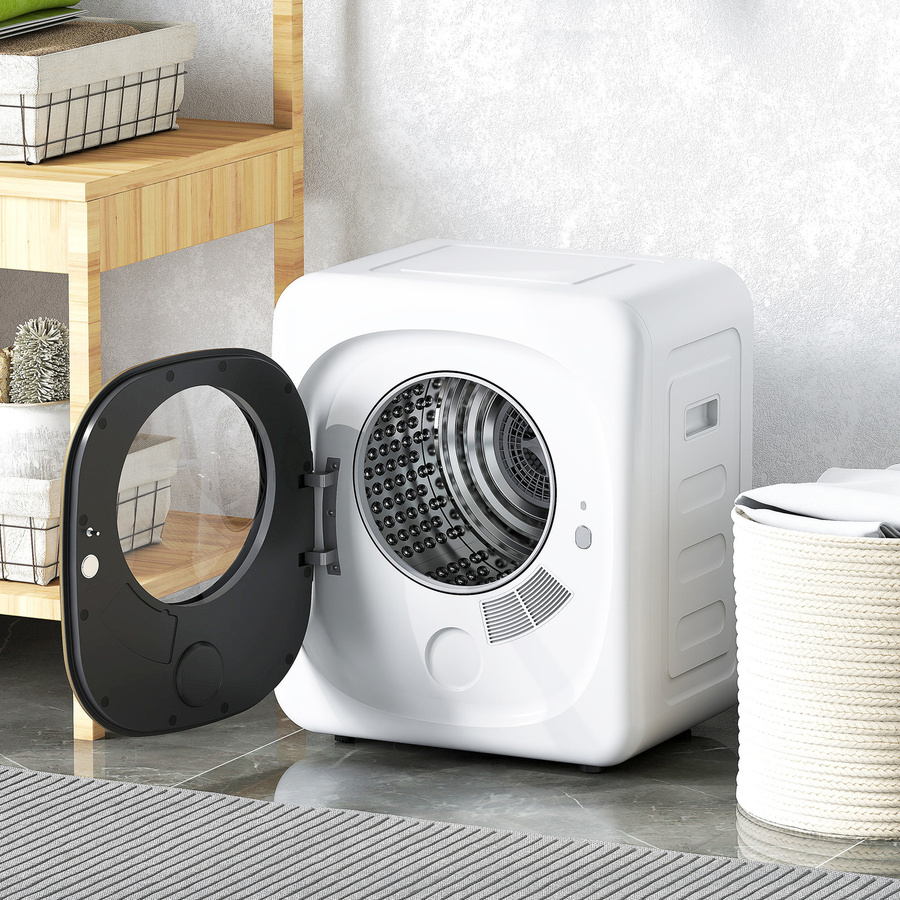 HOMCOM Mini Wäschetrockner Weiß mit 5 Programmen, 800 W und 4 kg Kapazität, Ablufttrockner mit Smart-Sensor, Timer und Touch-Anzeige, freistehend oder wandmontierbar - Bild 2