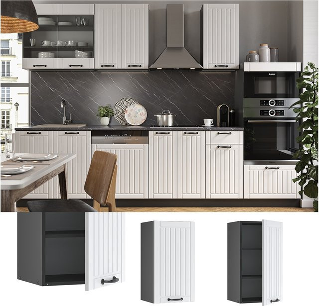 Vicco Hängeschrank Fame-Line Küchenschrank im Landhausstil, Weiß/Anthrazit, Breite: 40 cm, Höhe: 72 cm, Tiefe: 14 cm - Bild 1