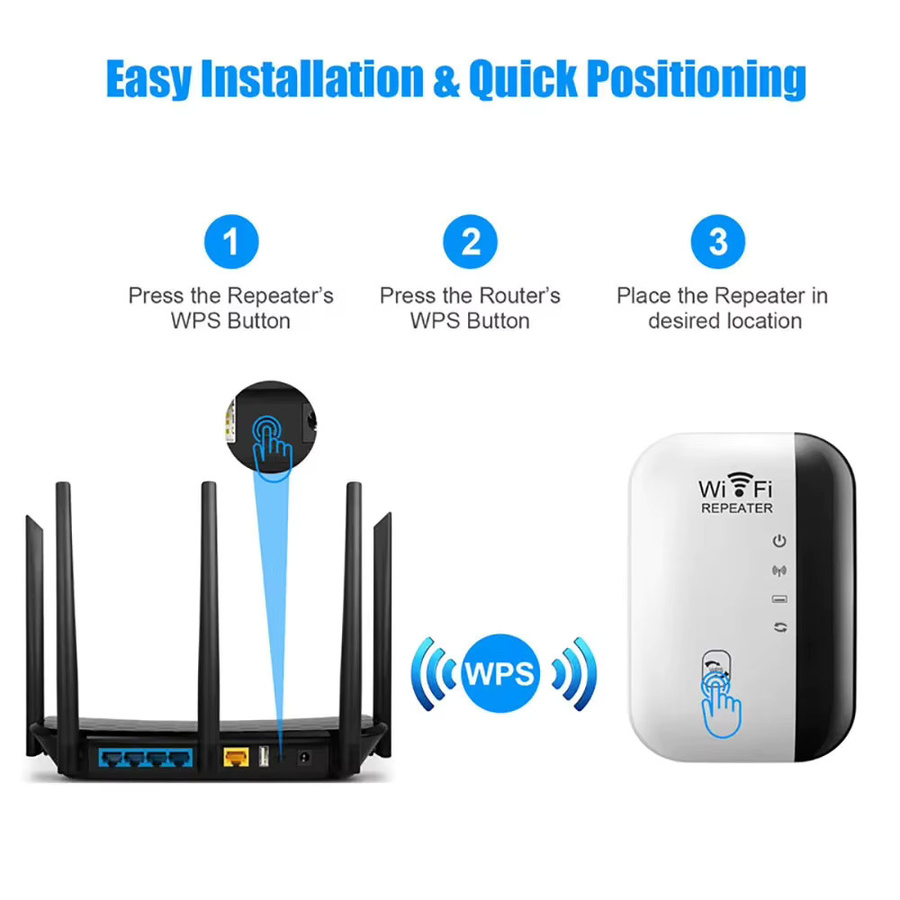 Kebidumei WiFi Repeater 300Mbps Wireless Signal Booster, Single Band WiFi Extender in Weiß - Bild 4