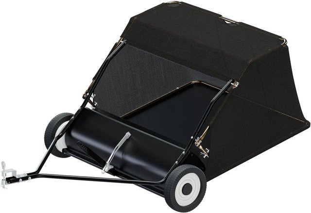 Wiltec Rasenkehrmaschine in Schwarz mit 105 cm Kehrbreite und 365l Laubsammler - Bild 1