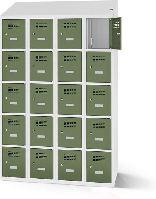rotstahl Fächerschrank mit 20 Fächern und Ladefunktion in Hellgrün, B/H: 120 x 200 cm - Bild 1