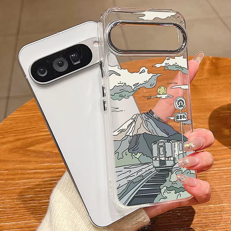 Transparente Handyhülle mit Berglandschaft-Muster für Google Pixel 10, 9 Pro XL, 9 Pro, 8, 7 Pro, 9A, 8A, 7A aus galvanisiertem TPU - Bild 2