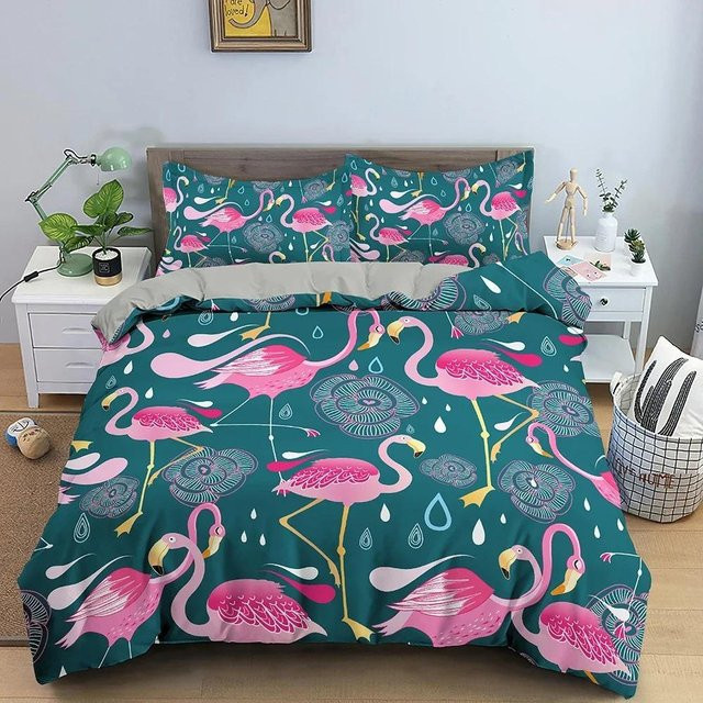 Flamingo Bettwäsche Set aus Mikrofaser mit Kissenbezug, Mehrfarbig, B/H: 140 x 210 cm - Bild 1