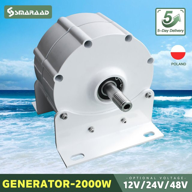 SMARAAD 2000W Dreiphasiger Permanentmagnet-Synchrongenerator für Windturbinen als Niedrigdrehzahl-Direktantrieb (12V 24V 48V) - Bild 1