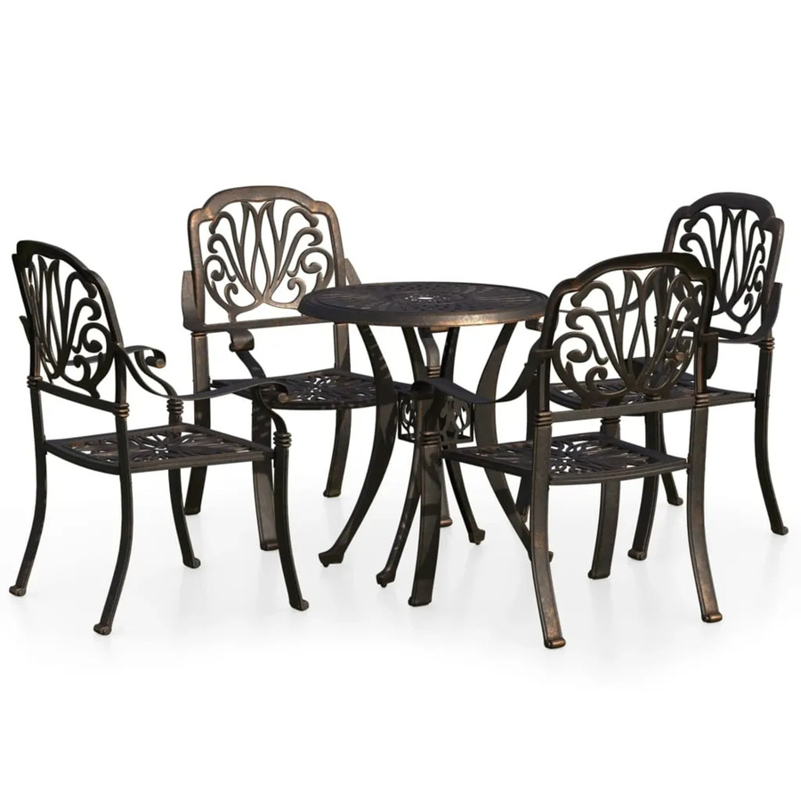 vidaXL 5-tlg Bistro-Set aus Aluminiumguss in Bronze für Garten und Außenbereich - Bild 2