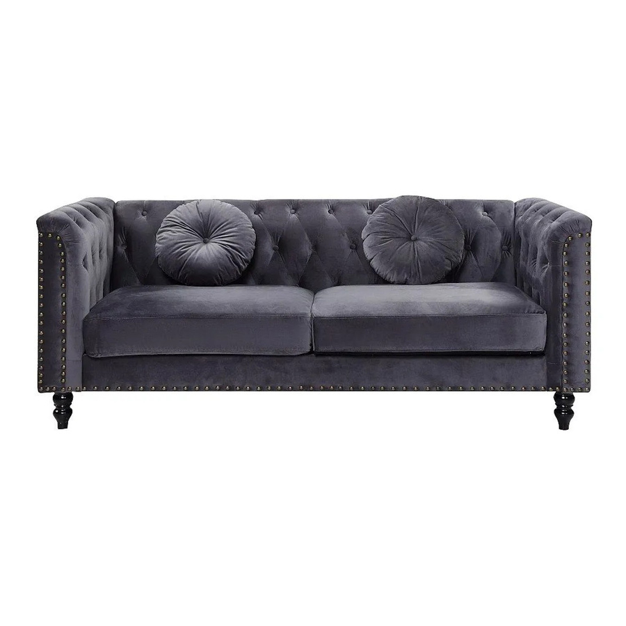 Vente-unique Sofa Turner ohne Schlafmöglichkeit in Anthrazitgrau mit Samtbezug, Breite: 190 cm - Bild 2