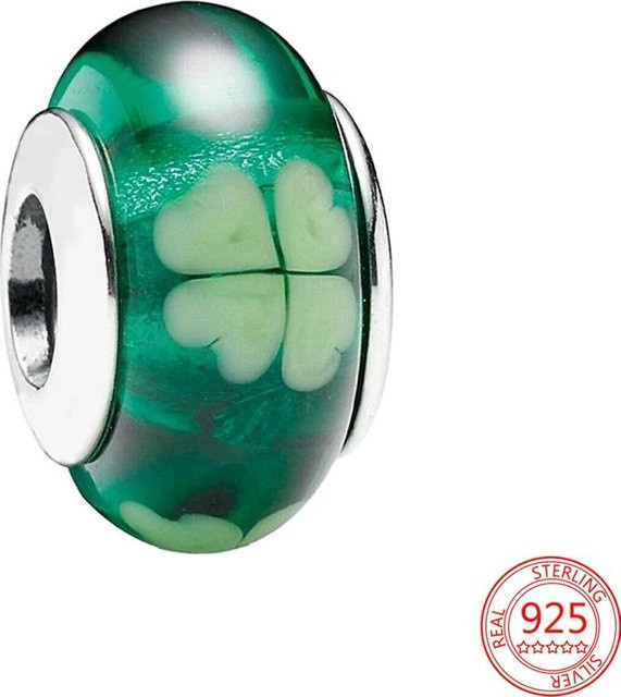 Anhänger Murano Glas, Kleeblatt, Kupfer, Perle, Zirkonia, Damen - Bild 1