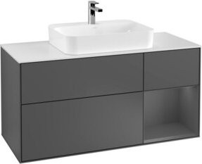 V&B Finion Waschtischunterschrank mit Wandbeleuchtung, Anthrazit matt, Breite: 120 cm, Höhe: 50,1 cm, Tiefe: 50,1 cm - Bild 1