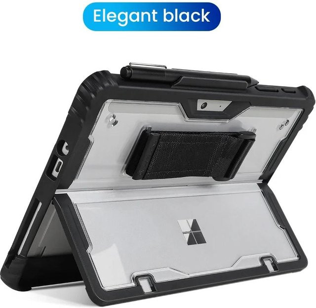 Schutzhülle für Microsoft Surface Pro 9 10 11 sowie Surface Go 1 2 3 4 in Schwarz mit Tragegurt - Bild 1