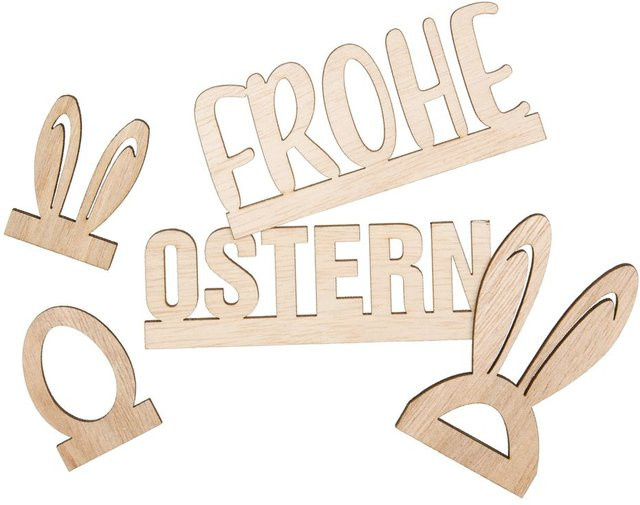 Halbach Streuteile Frohe Ostern aus Holz in Braun - Bild 1