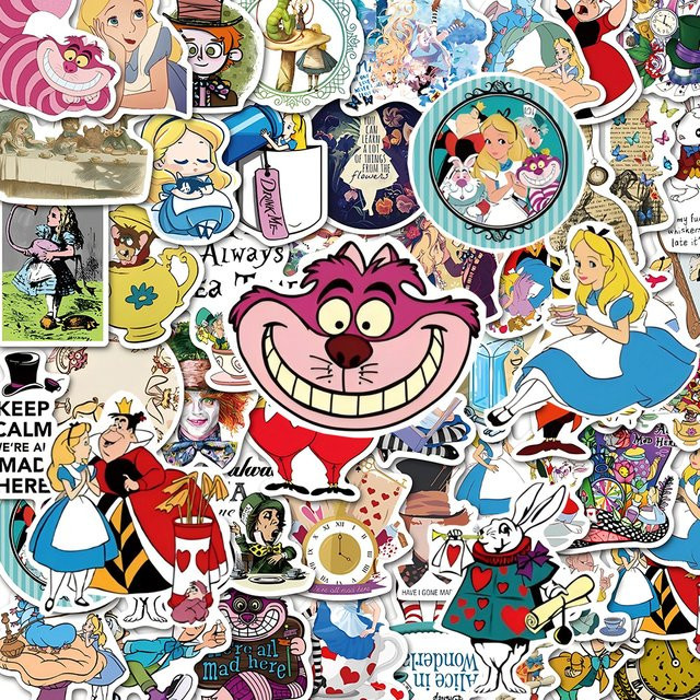 Disney Alice im Wunderland Aufkleber, Cartoon-Sticker, multicolor - Bild 1