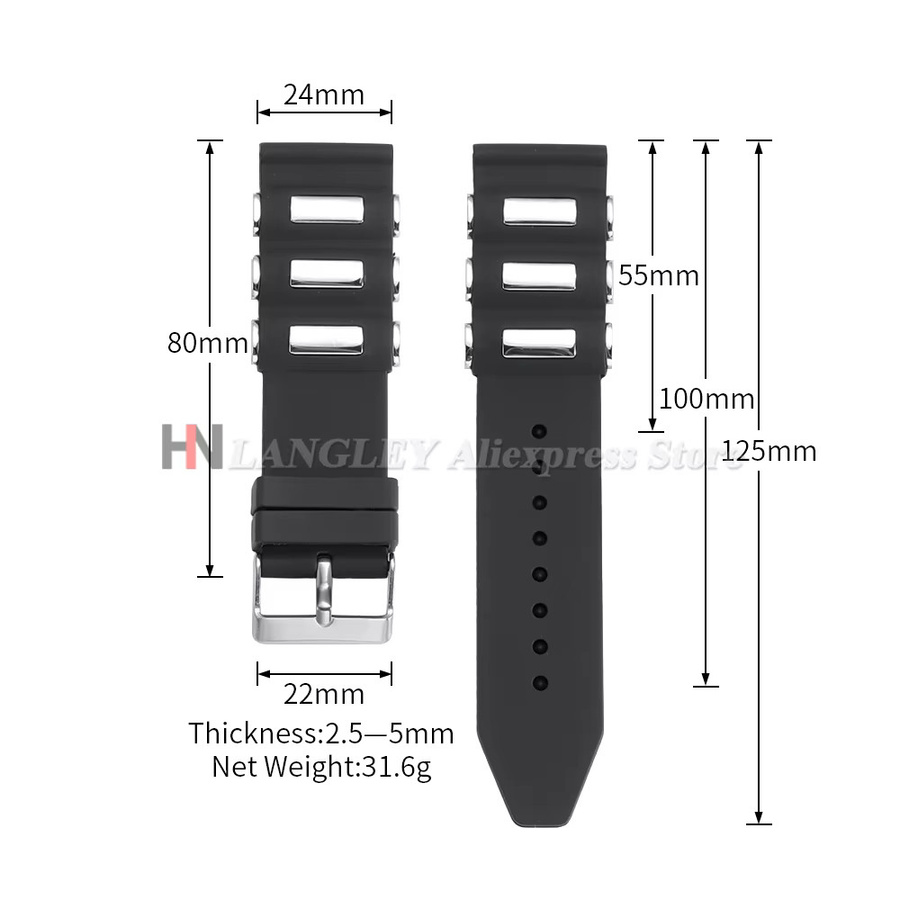 Uhrenarmband Langley, Silikon, Schwarz, Unisex - Bild 6
